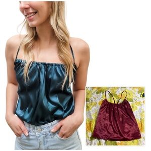 Bishop & Young Night Moves Cami Top Burgundy Satin Size Small NWT NEW